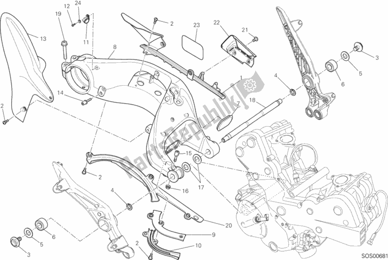 Todas as partes de 28a - Forcellone Posteriore do Ducati Hypermotard 939 SP 2017